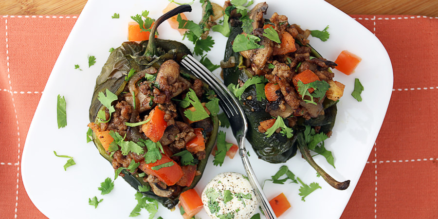 STUFFED POBLANO PEPPERS